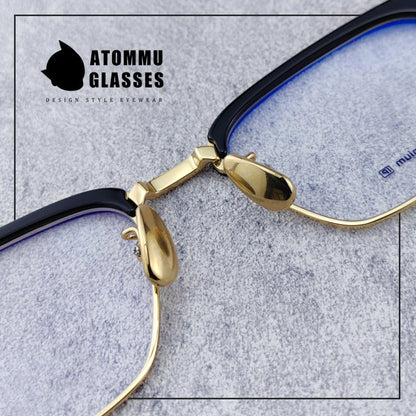 Browline Titanium Eyeglasses: Classic Browline Design with Unique Angular Floral Detailing - EO - 646 - HP eyeglasses