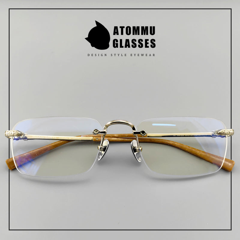 Chrome Hearts Style Rimless Glasses - Premium Acetate Temples & Pure Titanium Frame - EO - 8085