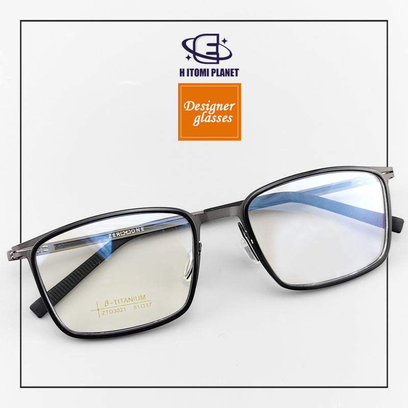 Rectangular Full-Frame Beta Titanium Glasses (EO-3021) - Lightweight, Screwless Design, Perfect for Smaller Faces