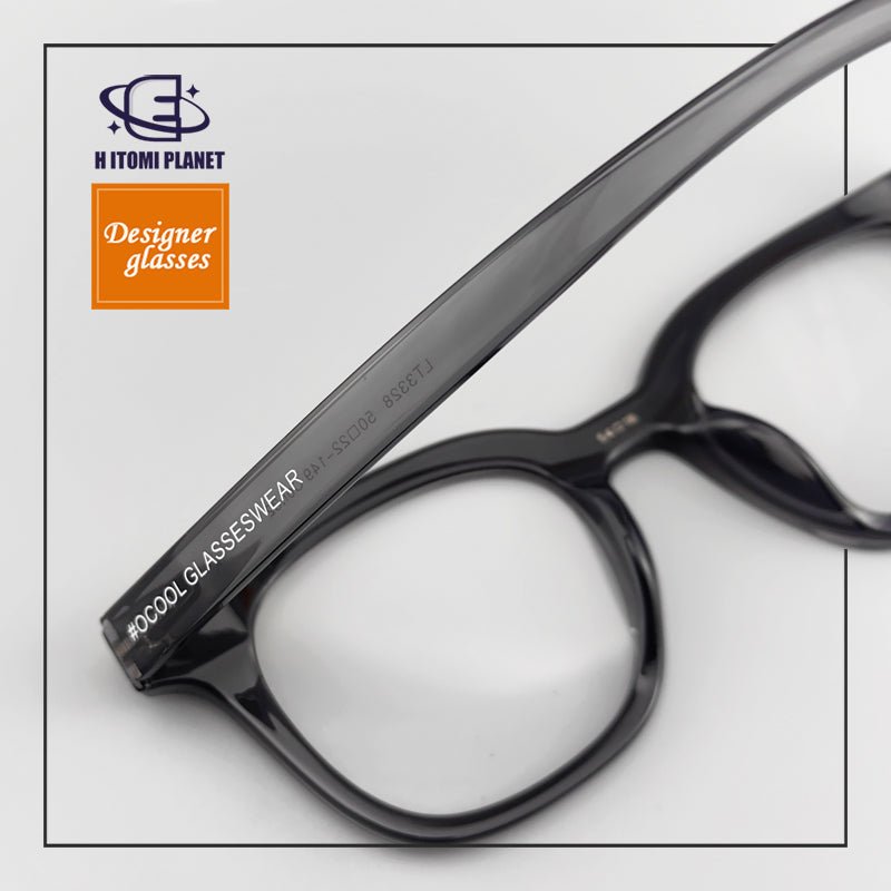 Chic Women's Designer Acetate Glasses – Bold Thick Frame, Stylish Wide Temples - EO - 3328 - HP eyeglasses