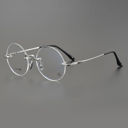 Chrome Hearts - Inspired Luxury round rimless glasses | Ultra - Light Pure Titanium Round Frames for Men & Women - HP eyeglasses