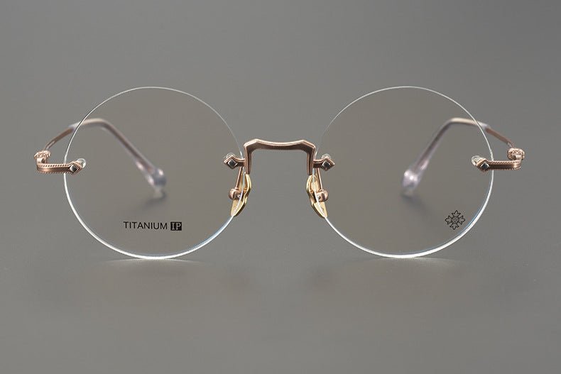 Chrome Hearts - Inspired Luxury round rimless glasses | Ultra - Light Pure Titanium Round Frames for Men & Women - HP eyeglasses