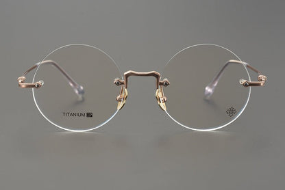 Chrome Hearts - Inspired Luxury round rimless glasses | Ultra - Light Pure Titanium Round Frames for Men & Women - HP eyeglasses