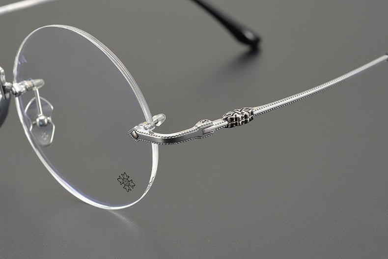 Chrome Hearts - Inspired Luxury round rimless glasses | Ultra - Light Pure Titanium Round Frames for Men & Women - HP eyeglasses