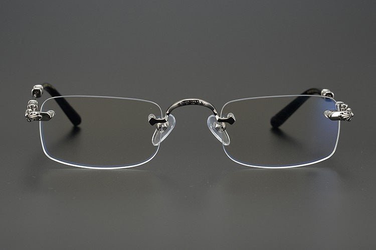 Chrome Hearts - Inspired Rimless Glasses | Handmade Titanium Alloy Eyewear | Vintage Punk Style | Ultra - Light Blue Light Blocking Frames - HP eyeglasses