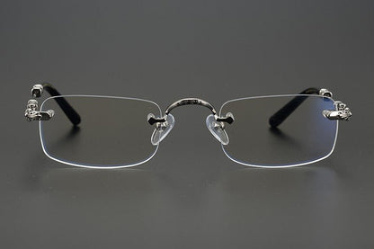 Chrome Hearts - Inspired Rimless Glasses | Handmade Titanium Alloy Eyewear | Vintage Punk Style | Ultra - Light Blue Light Blocking Frames - HP eyeglasses