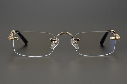 Chrome Hearts - Inspired Rimless Glasses | Handmade Titanium Alloy Eyewear | Vintage Punk Style | Ultra - Light Blue Light Blocking Frames - HP eyeglasses