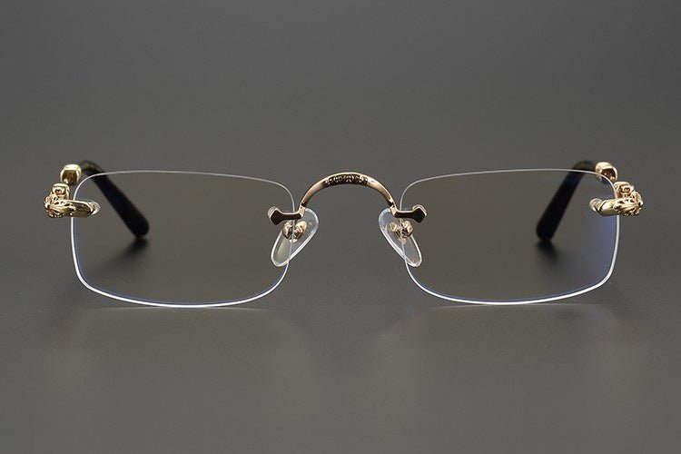 Chrome Hearts - Inspired Rimless Glasses | Handmade Titanium Alloy Eyewear | Vintage Punk Style | Ultra - Light Blue Light Blocking Frames - HP eyeglasses