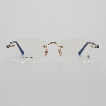 Chrome Hearts - Inspired Titanium Rimless Glasses | Retro Business Frames for Men & Women - HP eyeglasses