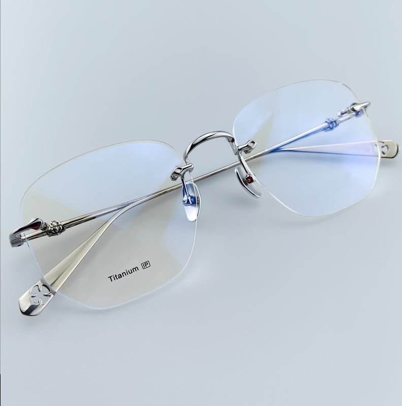 Chrome Hearts Style Frameless Glasses | Lightweight Titanium Frame | Polygonal Lenses - EO - 695 - HP eyeglasses