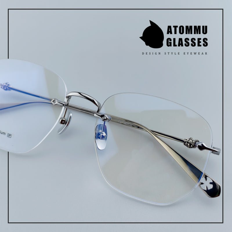 Chrome Hearts Style Frameless Glasses | Lightweight Titanium Frame | Polygonal Lenses - EO - 695 - HP eyeglasses