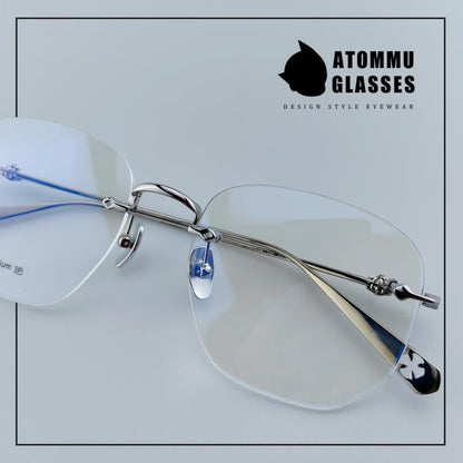 Chrome Hearts Style Frameless Glasses | Lightweight Titanium Frame | Polygonal Lenses - EO - 695 - HP eyeglasses