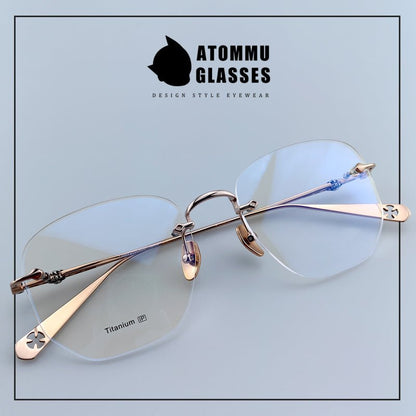 Chrome Hearts Style Frameless Glasses | Lightweight Titanium Frame | Polygonal Lenses - EO - 695 - HP eyeglasses