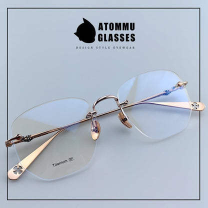 Chrome Hearts Style rimless designer glasses | Lightweight Titanium Frame | Polygonal Lenses - EO - 695 - HP eyeglasses