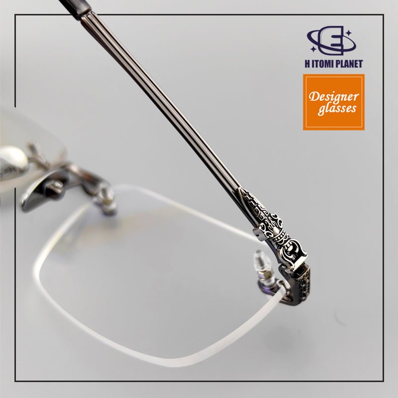 Chrome Hearts Style Rimless Glasses for Men - Pure Titanium Frame - EO - 8085 - HP eyeglasses