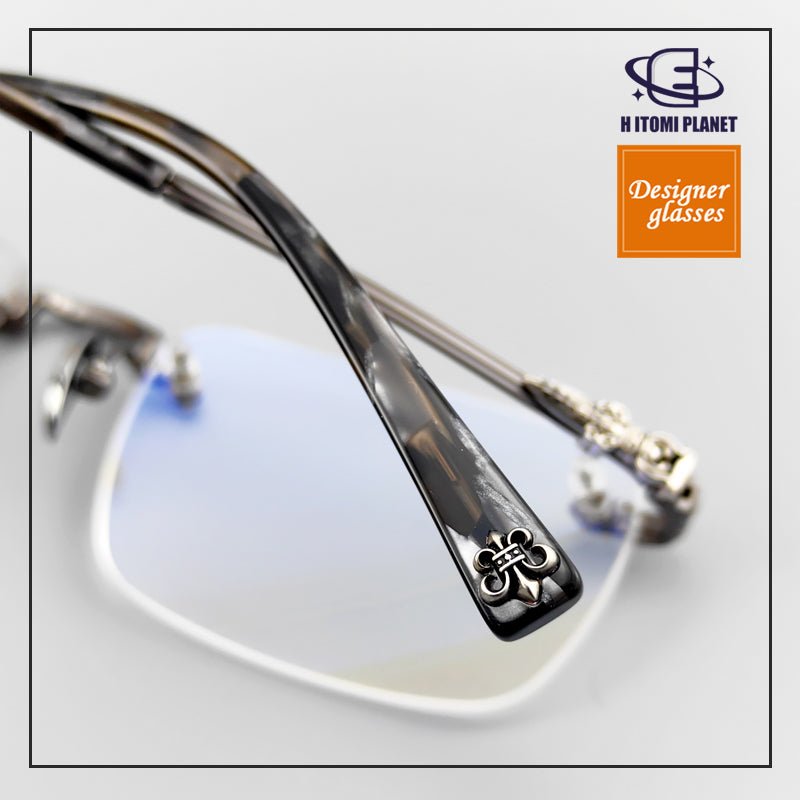 Chrome Hearts Style Rimless Glasses for Men - Pure Titanium Frame - EO - 8085 - HP eyeglasses