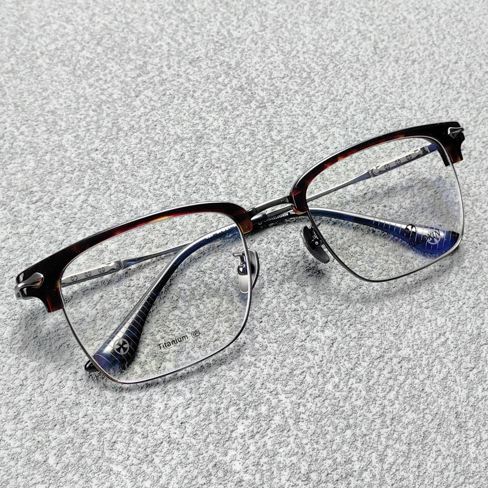 Classic Browline Titanium Eyeglasses - Customizable Lenses for Personalized Vision - EO - 511 - HP eyeglasses