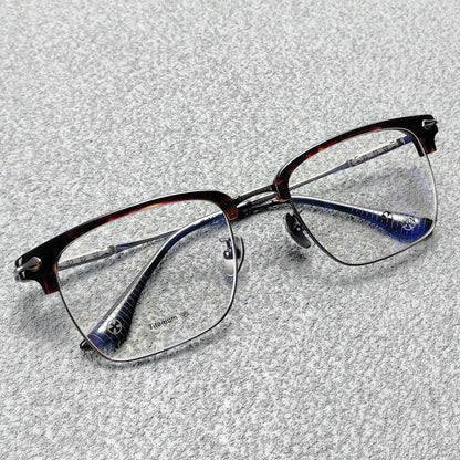 Classic Browline Titanium Eyeglasses - Customizable Lenses for Personalized Vision - EO - 511 - HP eyeglasses