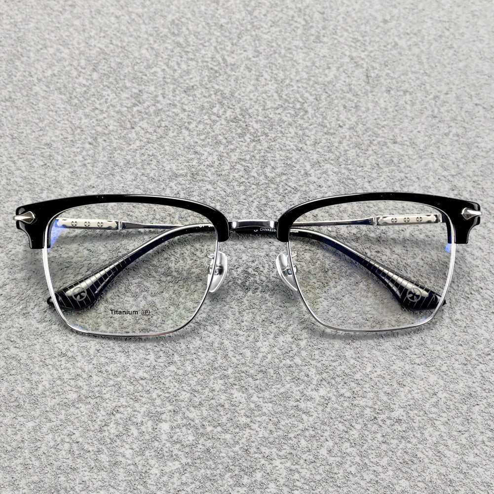 Classic Browline Titanium Eyeglasses - Customizable Lenses for Personalized Vision - EO - 511 - HP eyeglasses