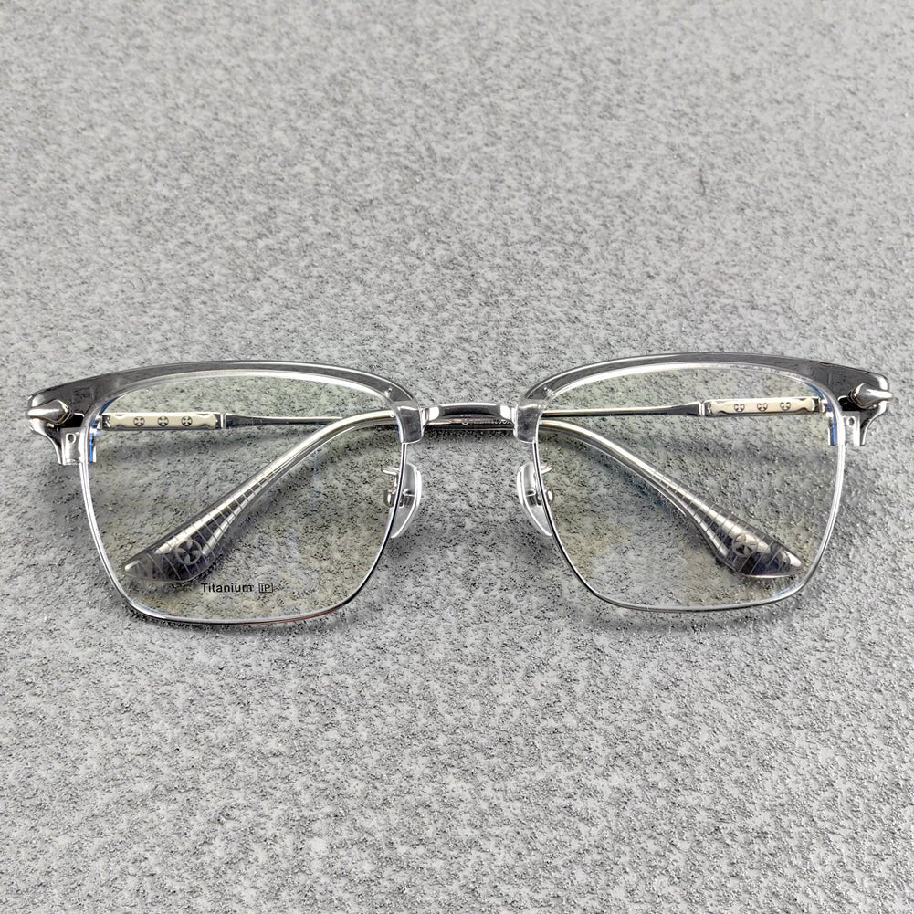 Classic Browline Titanium Eyeglasses - Customizable Lenses for Personalized Vision - EO - 511 - HP eyeglasses