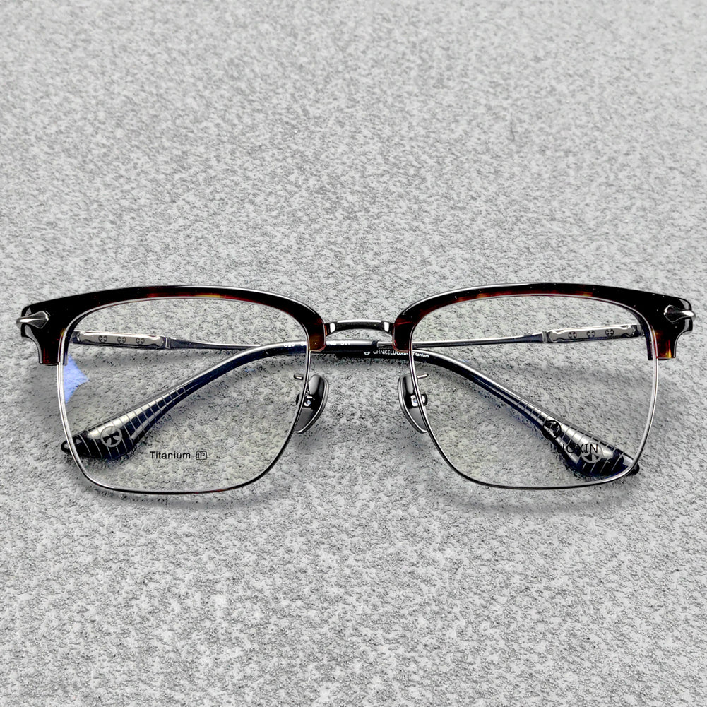 Classic Browline Titanium Eyeglasses - Customizable Lenses for Personalized Vision - EO - 511 - HP eyeglasses