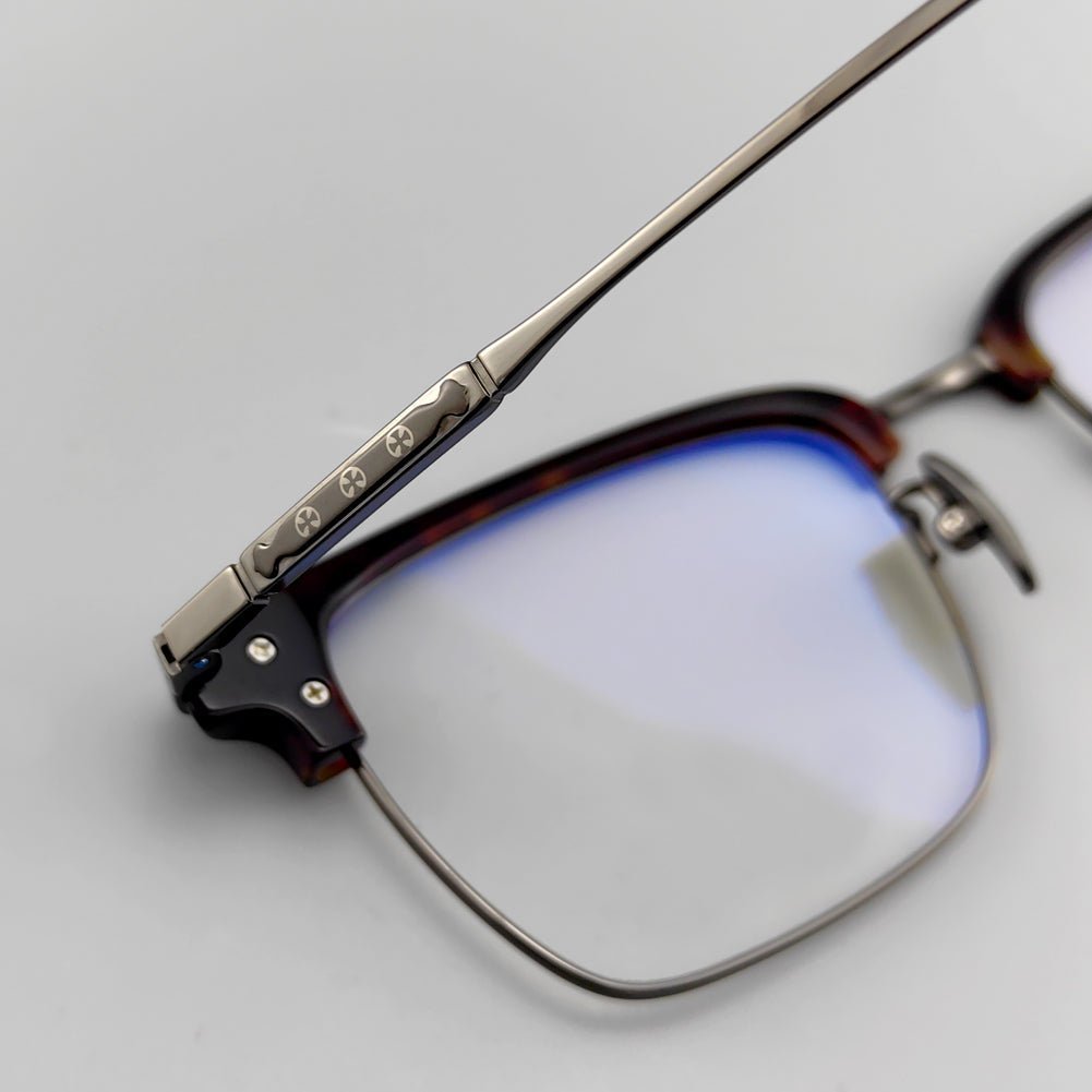 Classic Browline Titanium Eyeglasses - Customizable Lenses for Personalized Vision - EO - 511 - HP eyeglasses