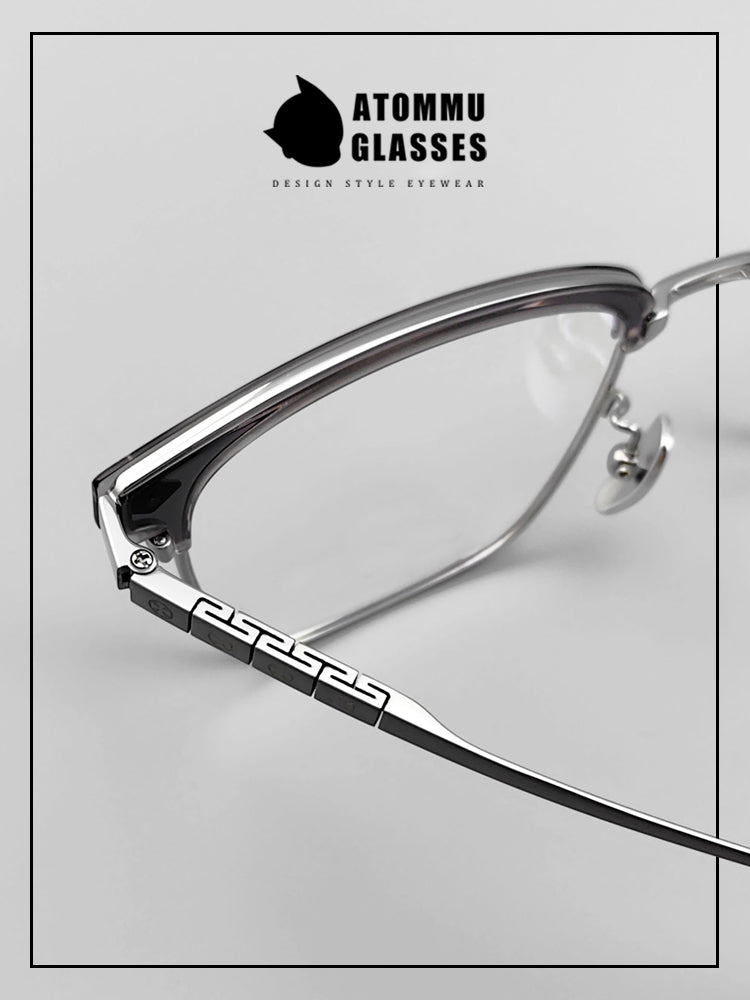 Classic Titanium Browline Eyeglasses: Precision Craftsmanship with Accordion - style Temple Arms - EO - 722 - HP eyeglasses