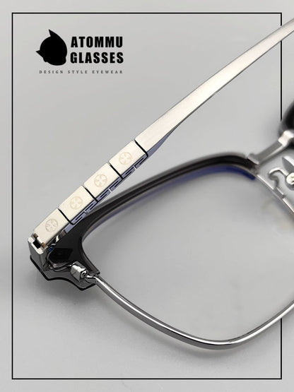 Classic Titanium Browline Eyeglasses: Precision Craftsmanship with Accordion - style Temple Arms - EO - 722 - HP eyeglasses