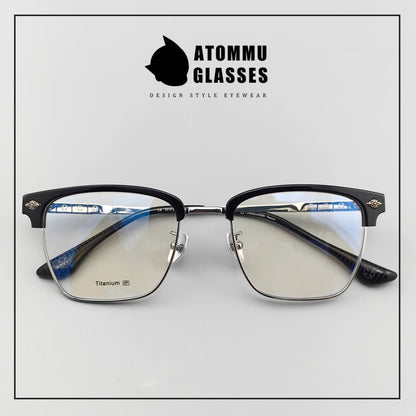 Classic Titanium Browline Eyeglasses: Precision Craftsmanship with Accordion - style Temple Arms - EO - 722 - HP eyeglasses