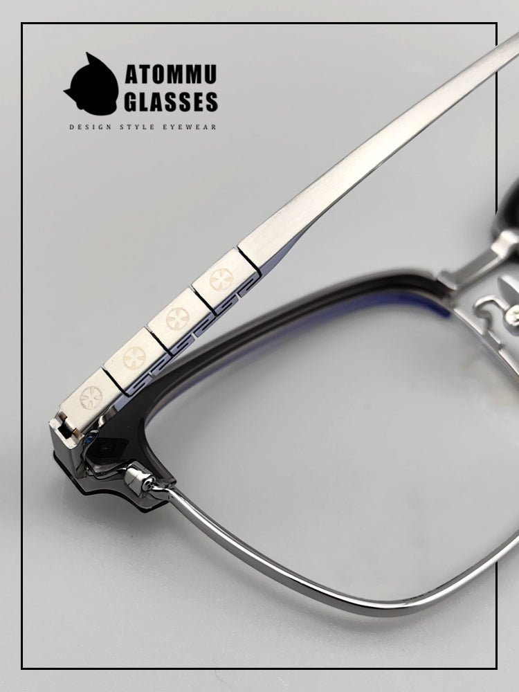 Classic Titanium Browline Eyeglasses: Precision Craftsmanship with Accordion - style Temple Arms - EO - 722 - HP eyeglasses