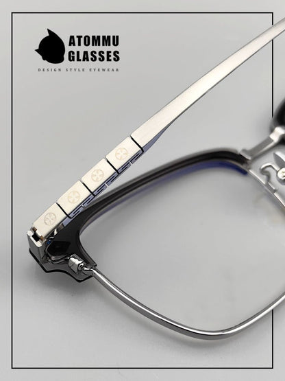 Classic Titanium Browline Eyeglasses: Precision Craftsmanship with Accordion - style Temple Arms - EO - 722 - HP eyeglasses