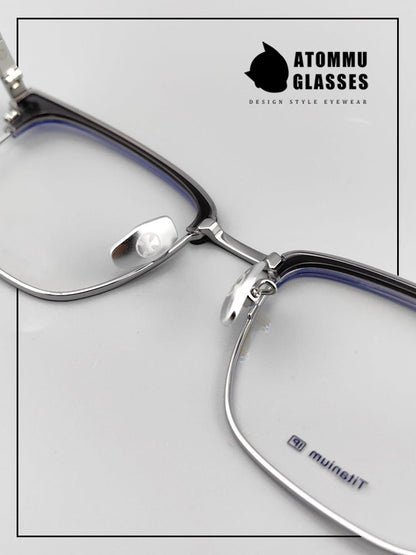 Classic Titanium Browline Eyeglasses: Precision Craftsmanship with Accordion - style Temple Arms - EO - 722 - HP eyeglasses