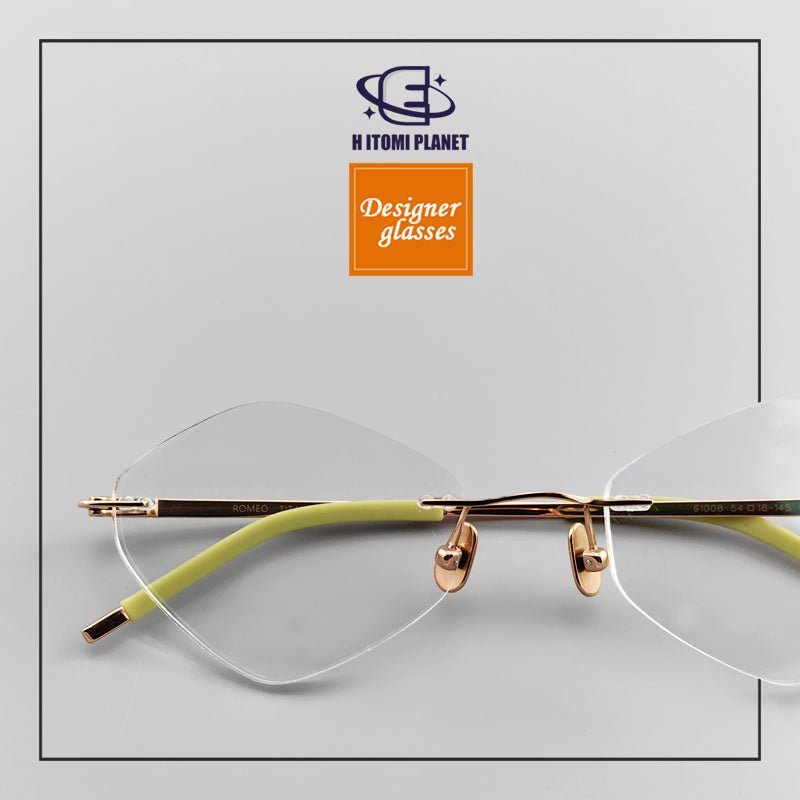 Diamond - Shaped womens rimless glasses frames - Pure Japanese Titanium Frame - EO - 61008 - HP eyeglasses