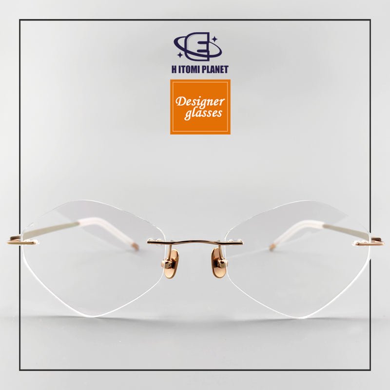 Diamond - Shaped womens rimless glasses frames - Pure Japanese Titanium Frame - EO - 61008 - HP eyeglasses