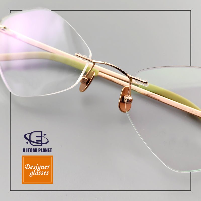 Diamond - Shaped womens rimless glasses frames - Pure Japanese Titanium Frame - EO - 61008 - HP eyeglasses