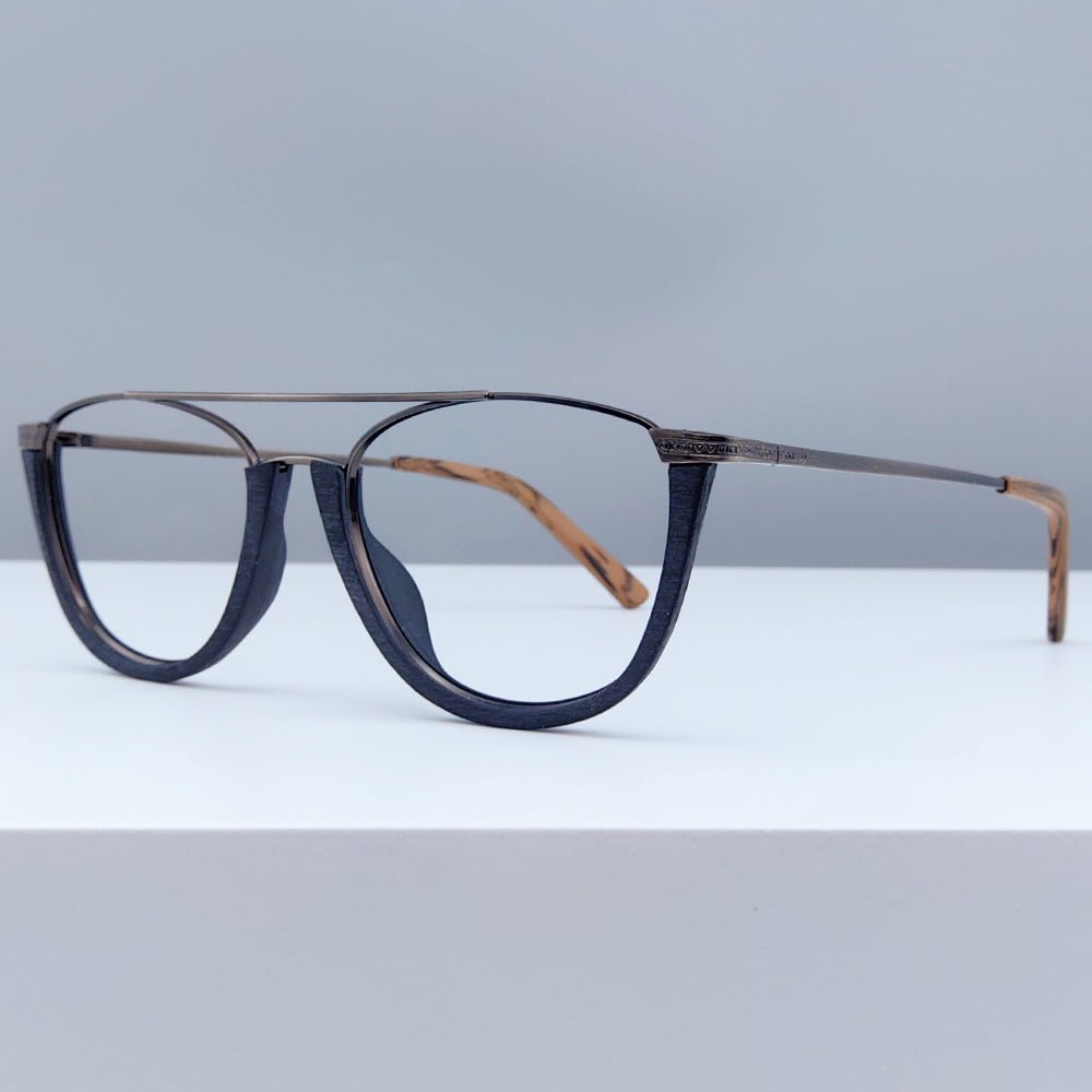 Double Bridge Wooden Glasses Frame EO - 5351 - HP eyeglasses