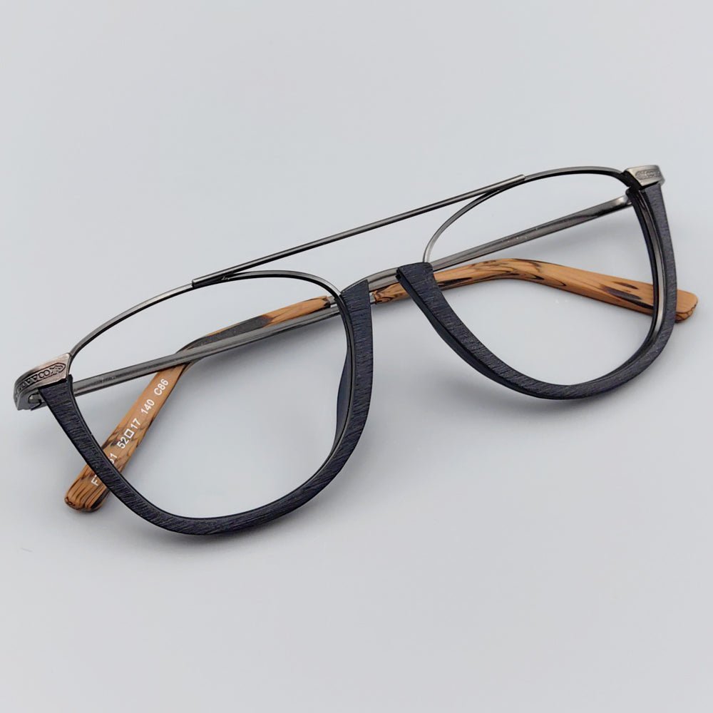 Double Bridge Wooden Glasses Frame EO - 5351 - HP eyeglasses