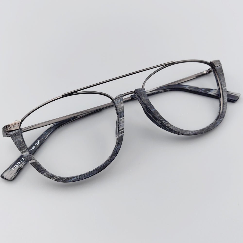 Double Bridge Wooden Glasses Frame EO - 5351 - HP eyeglasses