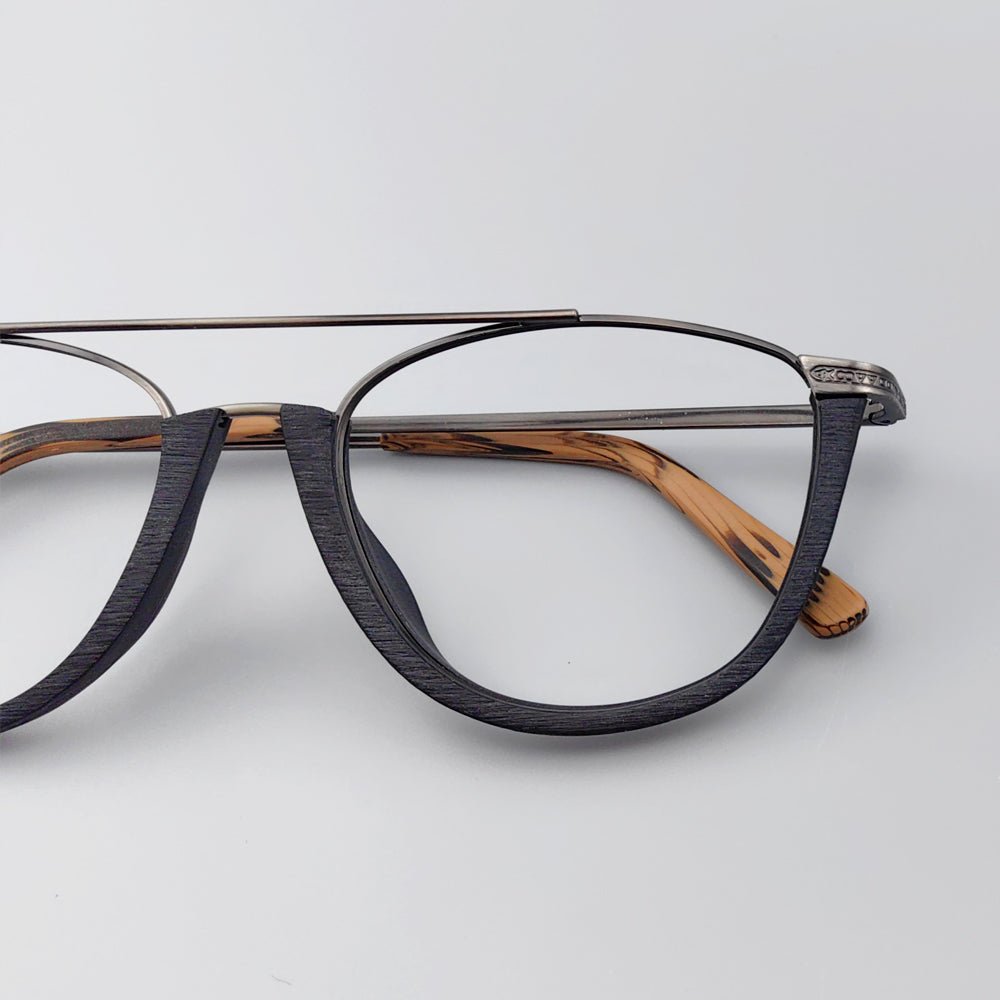 Double Bridge Wooden Glasses Frame EO - 5351 - HP eyeglasses