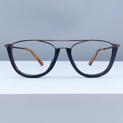 Double Bridge Wooden Glasses Frame EO - 5351 - HP eyeglasses