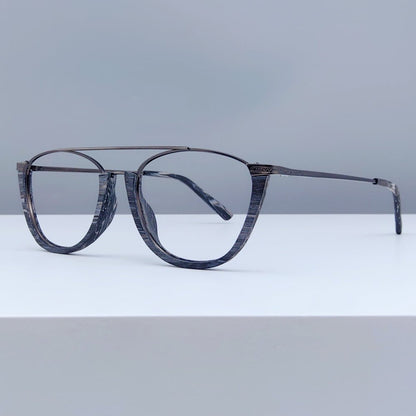 Double Bridge Wooden Glasses Frame EO - 5351 - HP eyeglasses