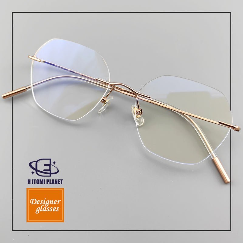 Elegant Rimless Glasses For Women - Pure Japanese Titanium Frame - EO - 7056 - HP eyeglasses