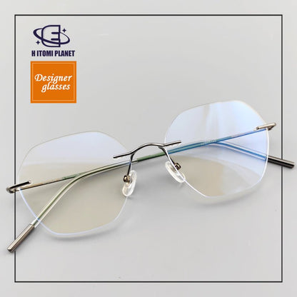 Elegant Rimless Glasses For Women - Pure Japanese Titanium Frame - EO - 7056 - HP eyeglasses