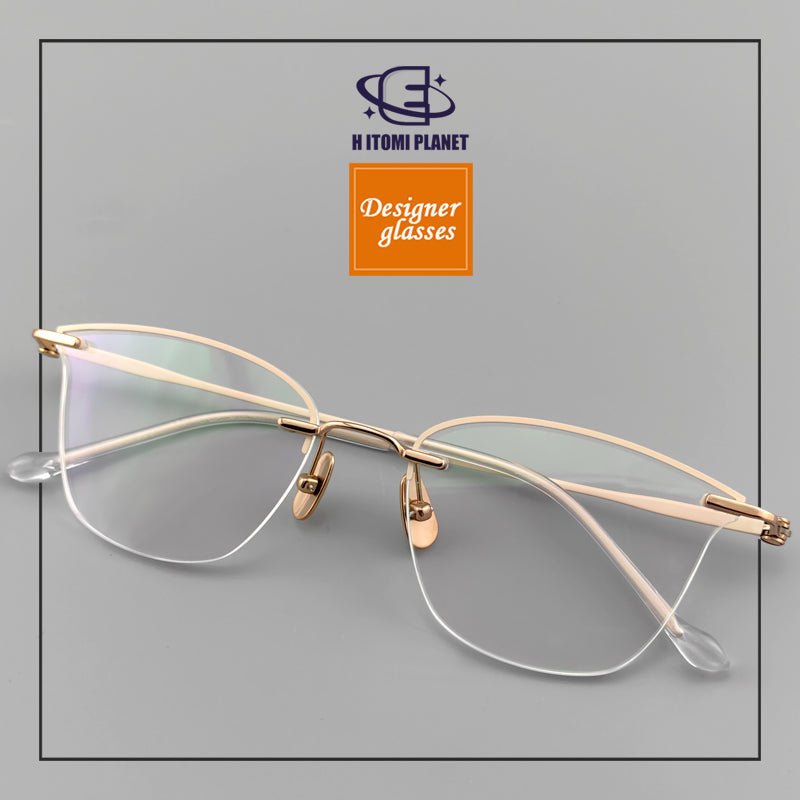 Elegant Women's Cat - Eye Rimless Glasses with Pure Titanium Frame - EO - 62012 - HP eyeglasses