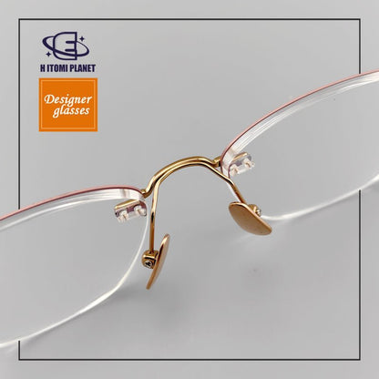 Elegant Women's Cat - Eye Rimless Glasses with Pure Titanium Frame - EO - 62012 - HP eyeglasses