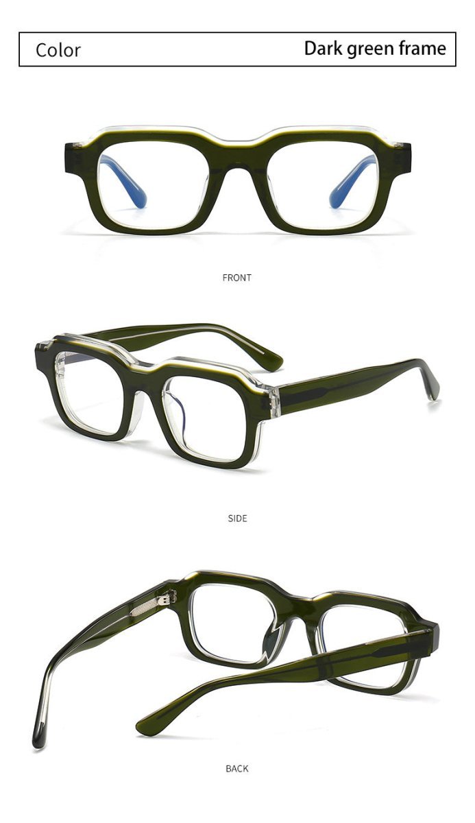 flexxxy - 8.0mm Thick Acetate Glasses Frame | Hip - Hop Gradient Color Rappper Style Blue Light Blocking for High Prescription - HP eyeglasses