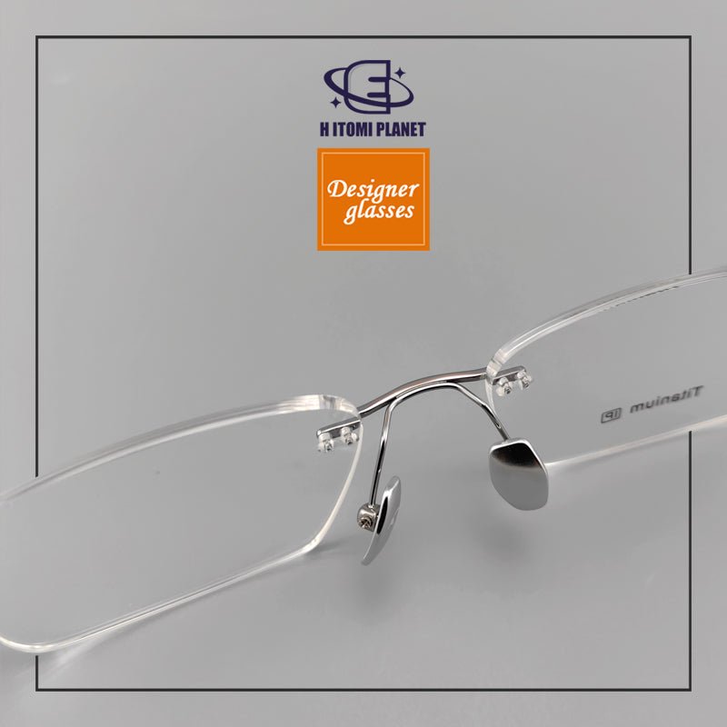 Gold Rimless Titanium Eyeglass Frame | Unisex Large Face Glasses for High Prescription | Vintage Business Style EO - 833 - HP eyeglasses