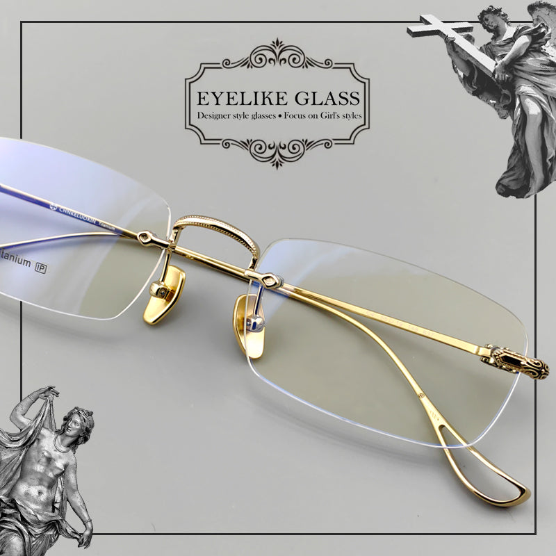 Gothic-Style Rimless Pure Titanium Glasses | Unisex Chrome Hearts-Inspired Frames - EO-637