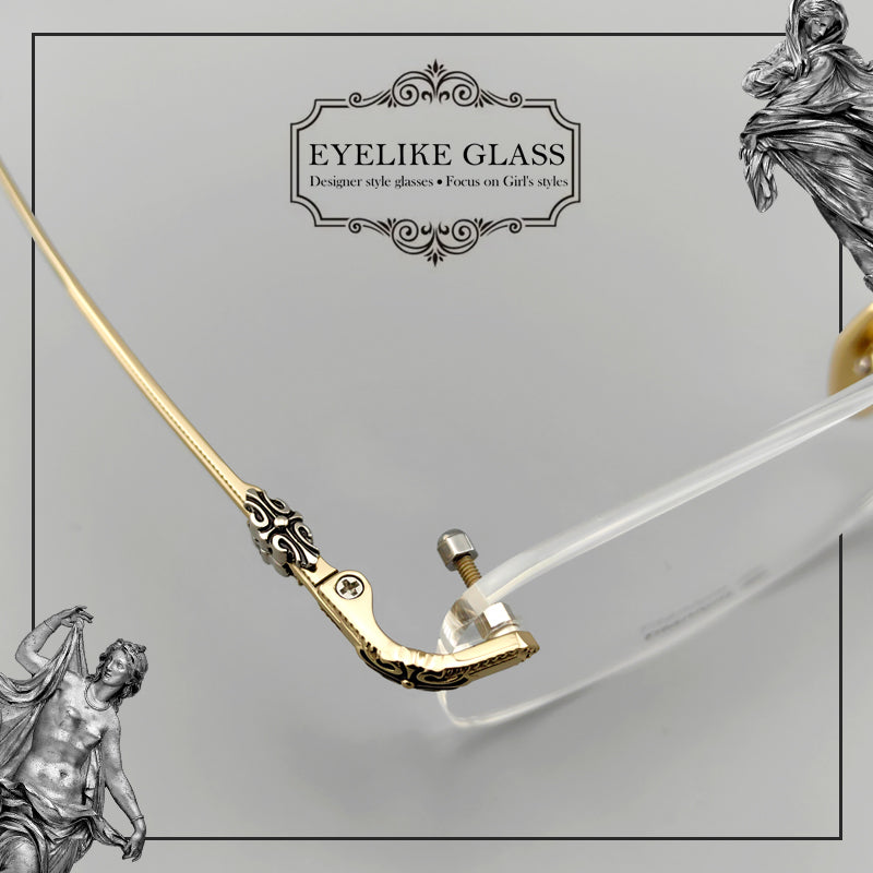 Gothic-Style Rimless Pure Titanium Glasses | Unisex Chrome Hearts-Inspired Frames - EO-637