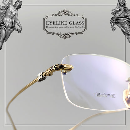 Gothic-Style Rimless Pure Titanium Glasses | Unisex Chrome Hearts-Inspired Frames - EO-637